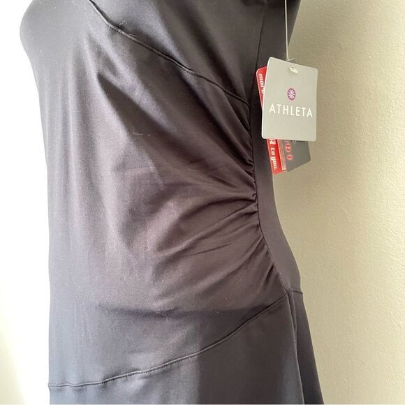 Athleta Black Faux Wrap Mini Dress NWT Size Small - Picture 3 of 6